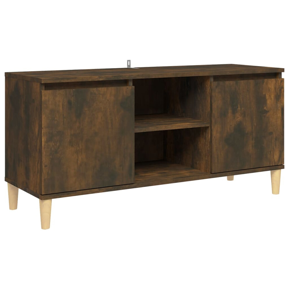 (smoked oak) vidaXL Solid Wood TV Cabinet & Legs Sideboard TV Stand Unit Multi Colours