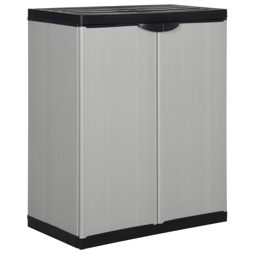 vidaXL Garden Storage Cabinet with 1 Shelf Grey&Black Cupboard Utility Cabinet