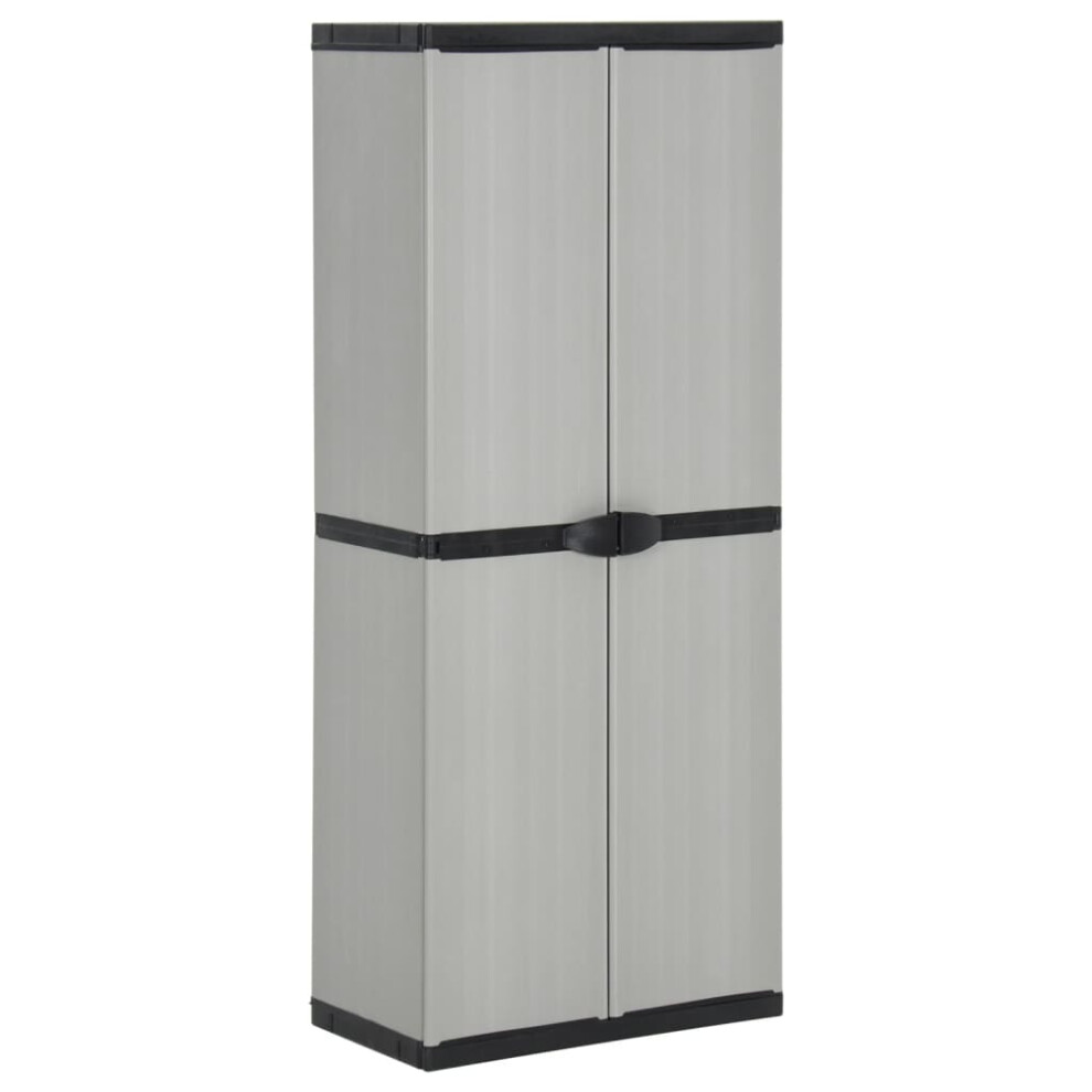 vidaXL Garden Storage Cabinet with 3 Shelves Grey & Black Utility Cabinet Rack