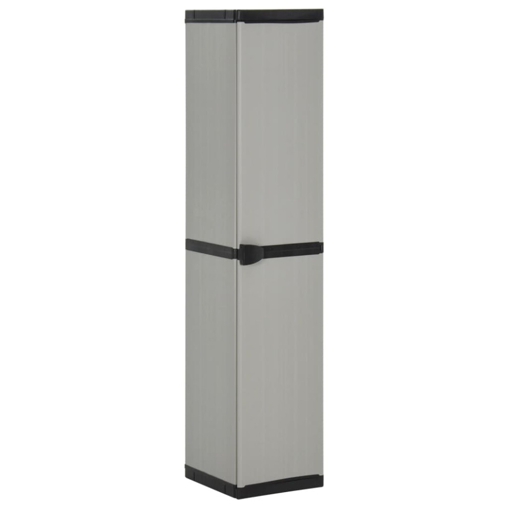 vidaXL Garden Storage Cabinet with 3 Shelves Grey & Black Cupboard Locker Rack
