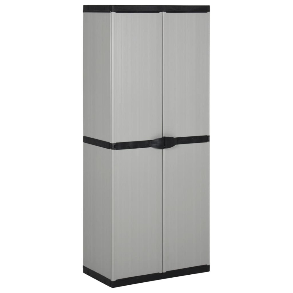 vidaXL Garden Storage Cabinet with 3 Shelves Grey & Black Utility Cabinet