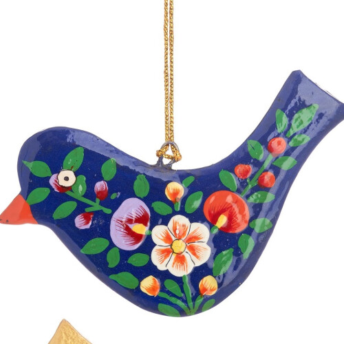 (Blue) Kashmiri Bird Wooden Decoration - Assorted