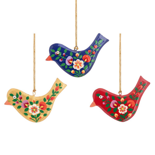 (Blue) Kashmiri Bird Wooden Decoration - Assorted 2