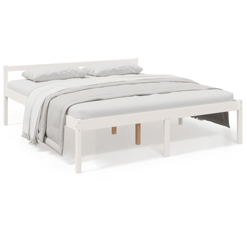 Vidaxl (White, 200 X 200 Cm) Solid Wood Pine Bed Frame Bed Base Frame Multi Colours Multi Sizes