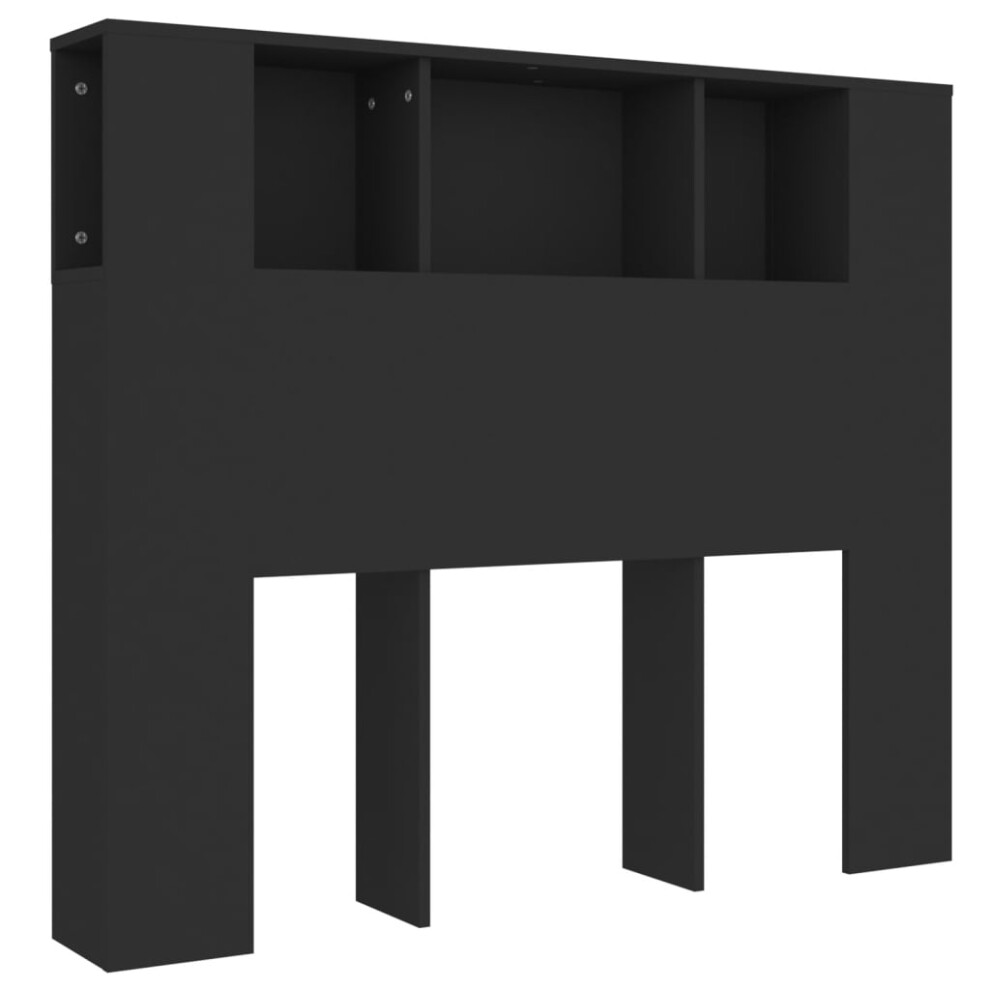 Vidaxl (Black) Headboard Cabinet Bed Headboard Home Indoor Bedroom Bookcase Headboard