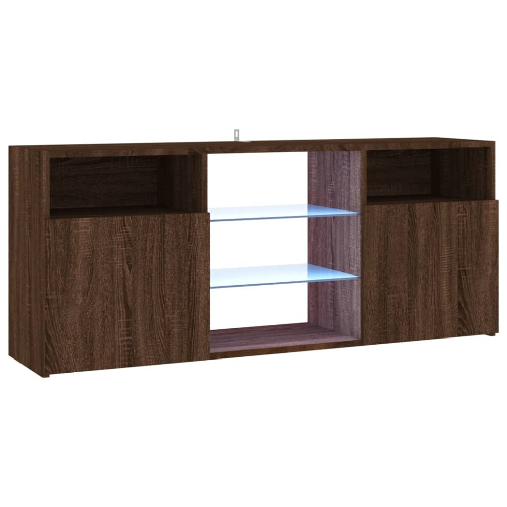 (brown oak) vidaXL TV Cabinet with LED Lights TV Stand Unit 120x30x50 cm Multi Colours