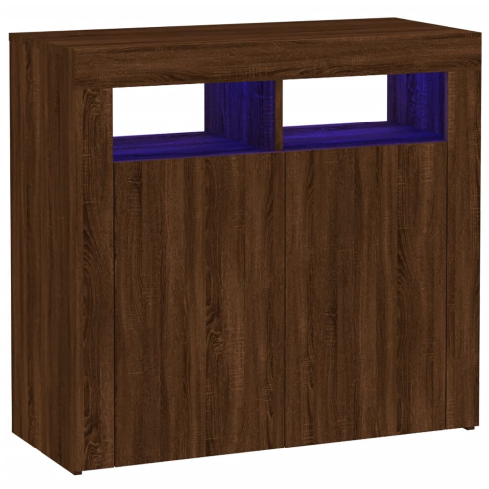 (Brown oak, 80 x 35 x 75 cm (L x W x H)) vidaXL Sideboard with LED Lights Unit 115.5x30x75 cm/80x35x75 cm Multi Colours