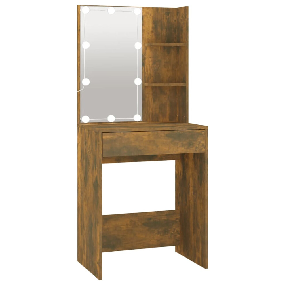 Vidaxl (Smoked Oak) Dressing Table With Led Makeup Vanity Desk Cosmetic Table Multi Colours