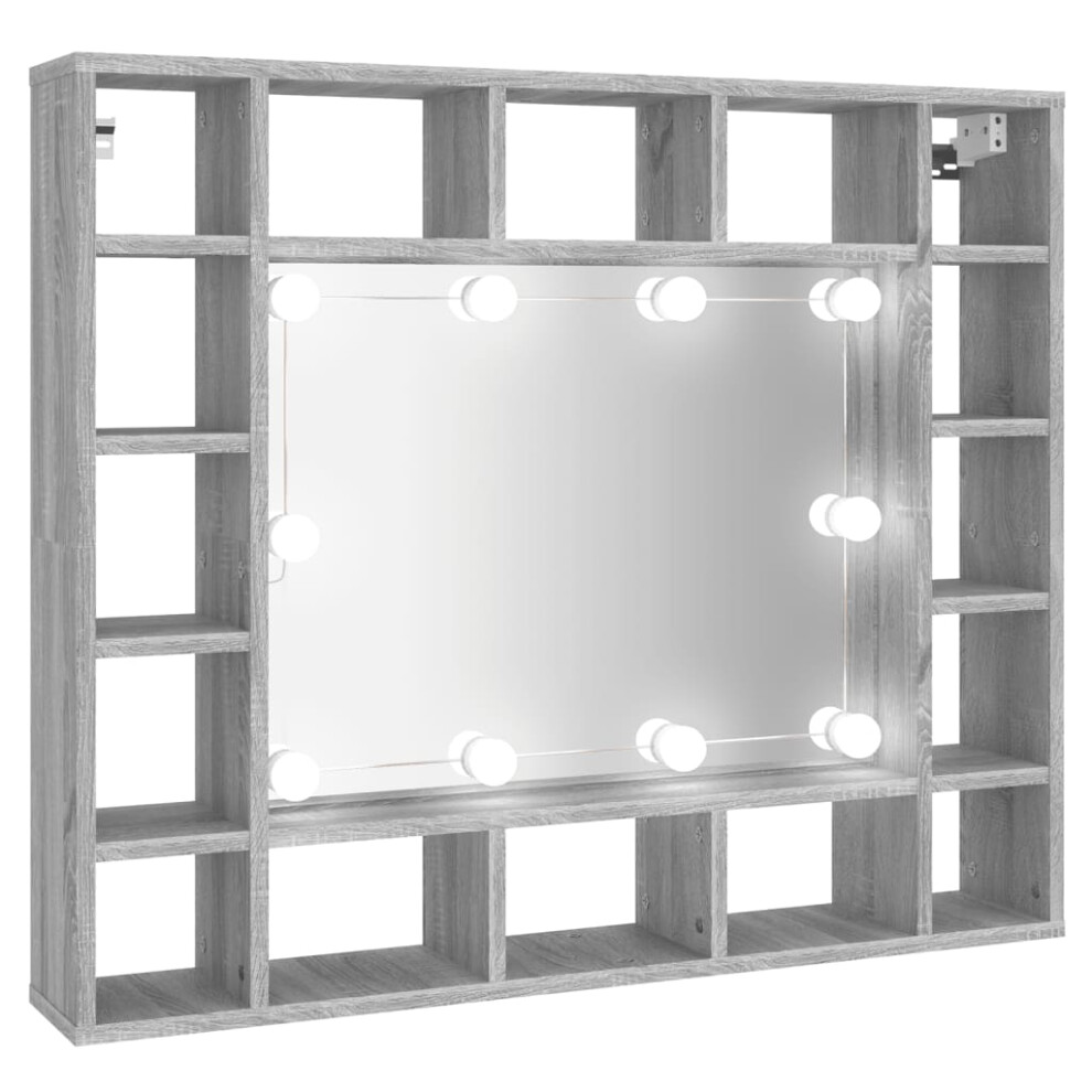 (Grey sonoma) vidaXL Mirror Cabinet with LED Cosmetic Mirror Cabinet Bedroom Storage Cabinet