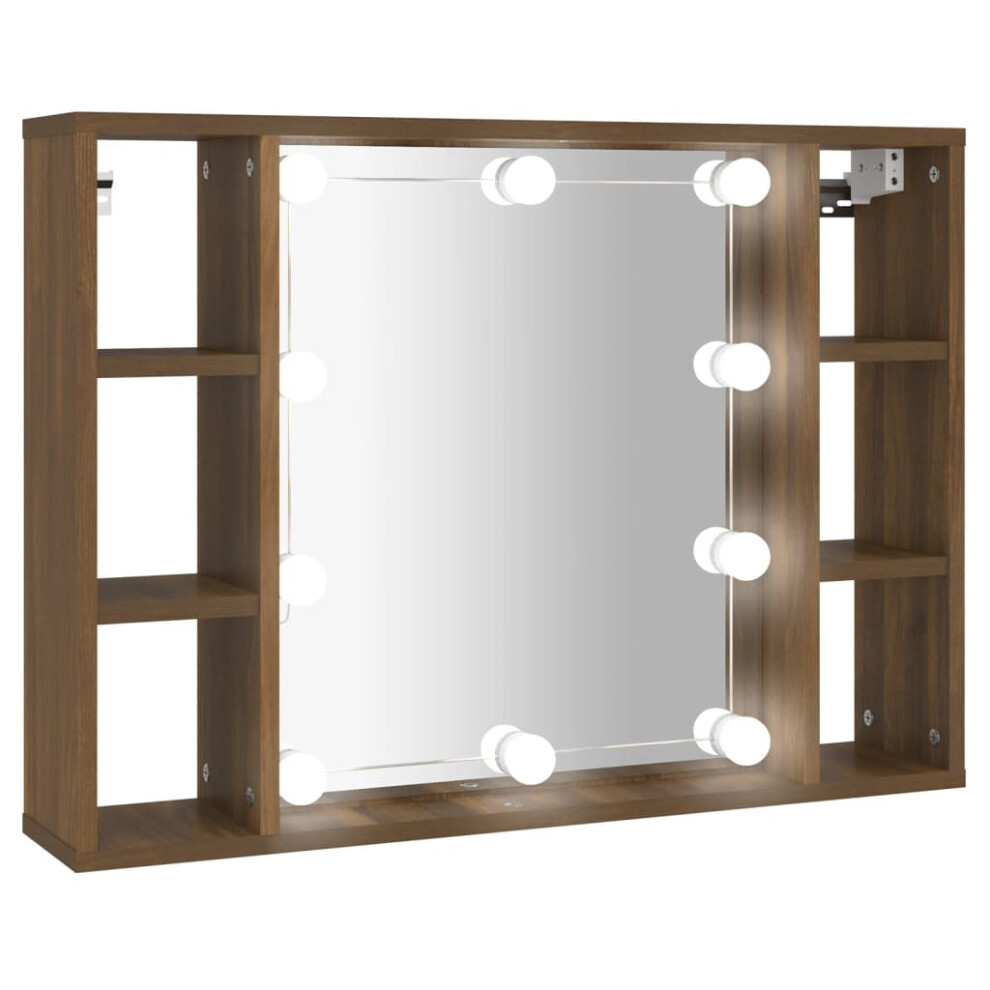 (Brown oak) vidaXL Mirror Cabinet with LED Washroom Storage Cabinet Bathroom Vanity Unit