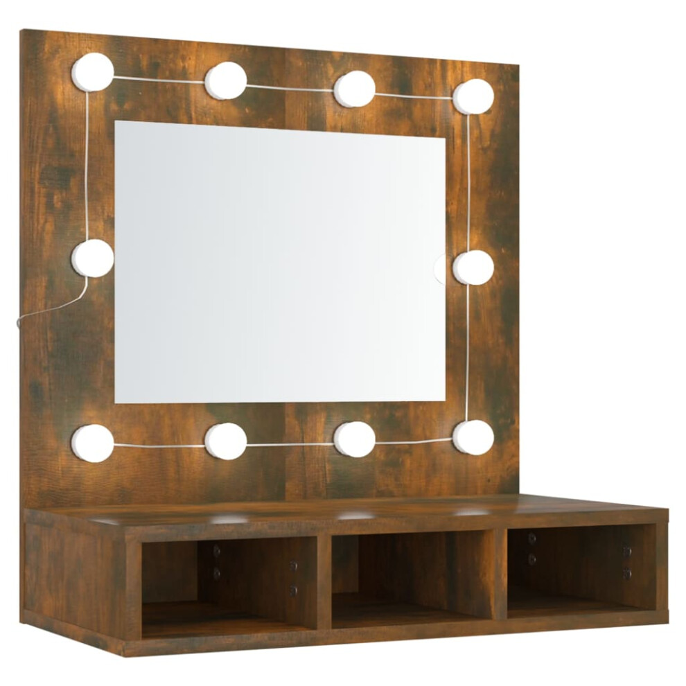 (Smoked oak) vidaXL Mirror Cabinet with LED Wall-mounted Mirror Cabinet Storage Cupboard