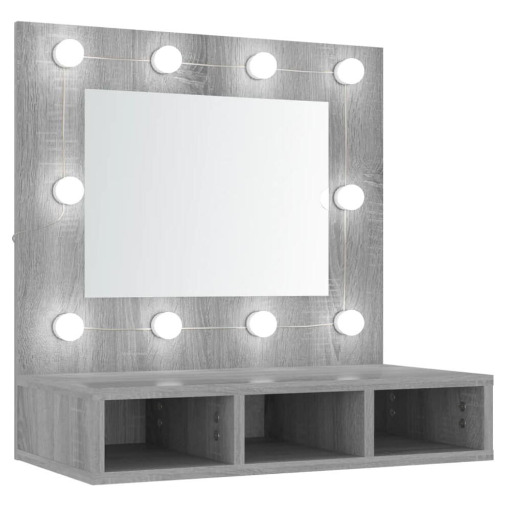 (Grey sonoma) vidaXL Mirror Cabinet with LED Wall-mounted Mirror Cabinet Storage Cupboard