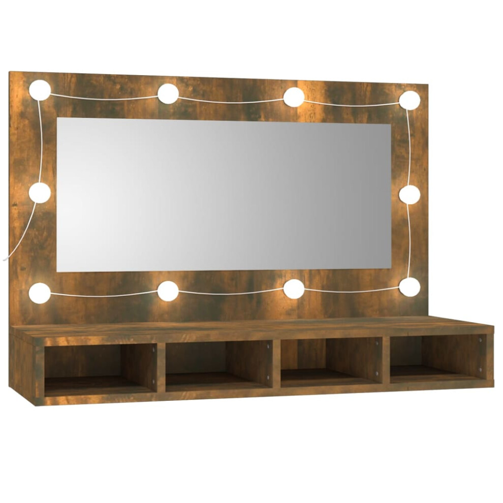 (Smoked oak) vidaXL Mirror Cabinet with LED Washroom Storage Cabinet Bathroom Vanity Unit