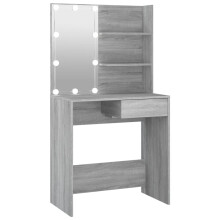 (Grey sonoma) vidaXL Dressing Table with LED Vanity Table Makeup Vanity Desk Cosmetic Table
