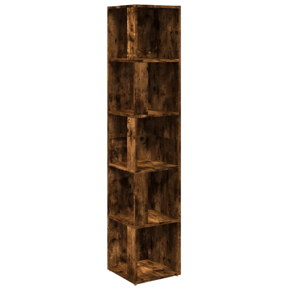 Vidaxl (Smoked Oak, 33 X 33 X 164.5 Cm (W X D X H)) Corner Cabinet Rack Standing Shelf Storage Cabinet Engineered Wood