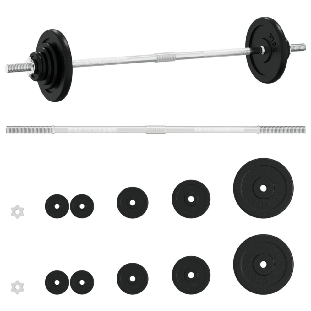 (120 cm) vidaXL Barbell And Dumbbell With Plates Weight Plate Set Free Weight Cast Iron