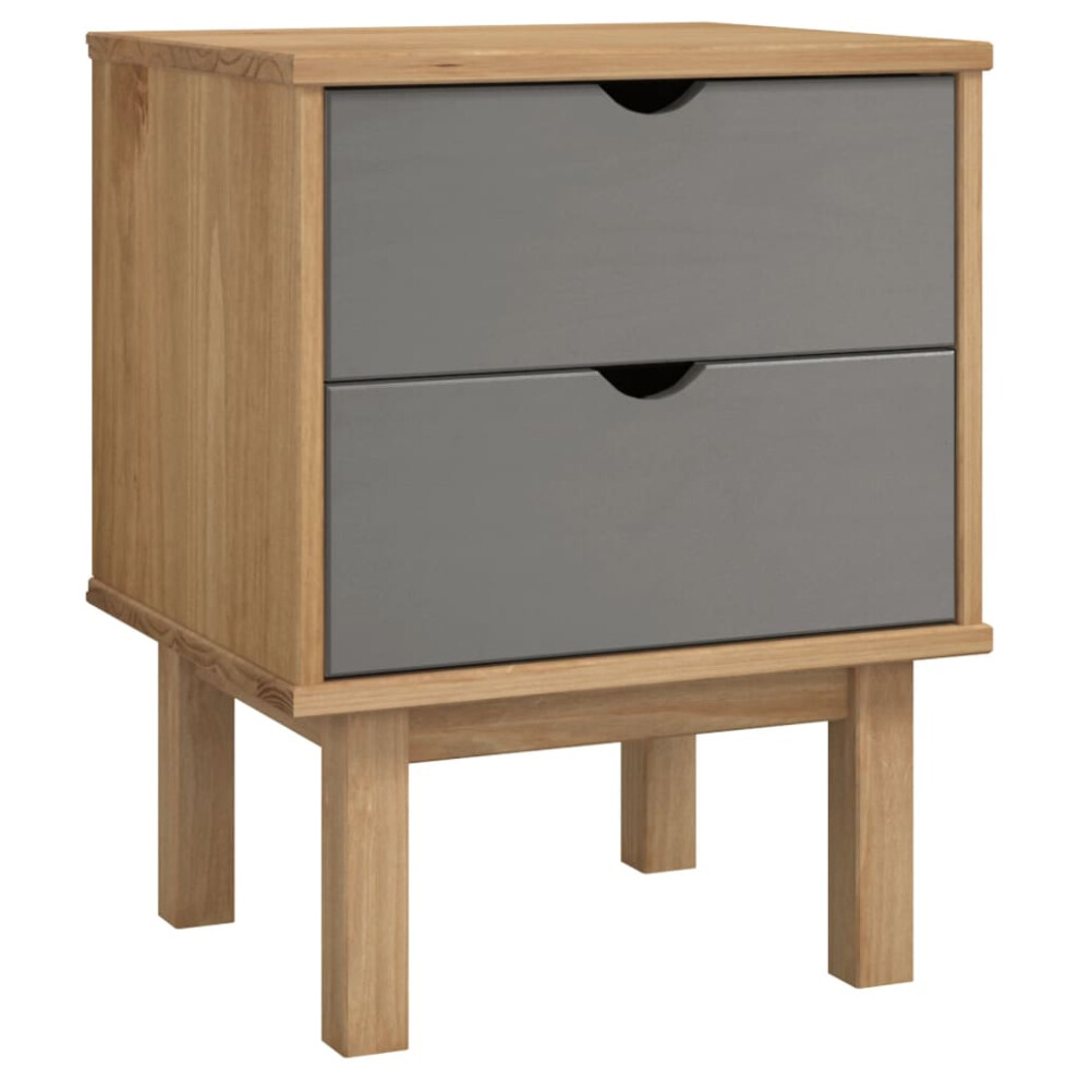 Vidaxl (Brown And Grey) Bedside Cabinet Bed Table Telephone Stand Nightstand Solid Wood Pine
