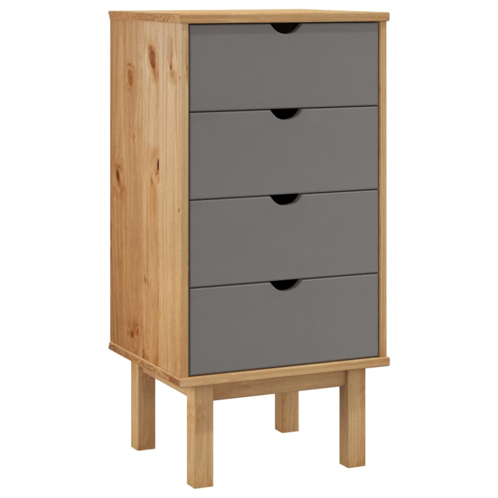 (Brown and grey) vidaXL Drawer Cabinet Storage File Drawer Storage Cabinet Solid Wood Pine