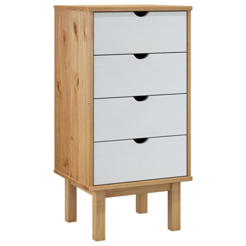 Vidaxl (Brown And White) Drawer Cabinet Storage File Drawer Storage Cabinet Solid Wood Pine