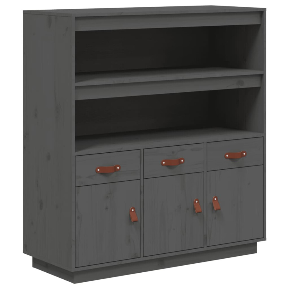 (Grey) vidaXL Solid Wood Pine Highboard Sideboard Storage Cupboard Multi Colours