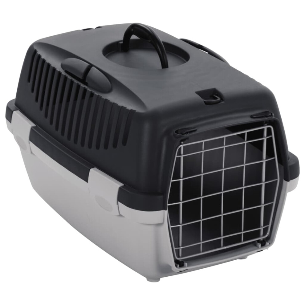 (48 x 32 x 31 cm (L x W x H)) vidaXL Pet Carrier Pet Carrier Dog Transport Box Dog Carrier Grey and Black PP