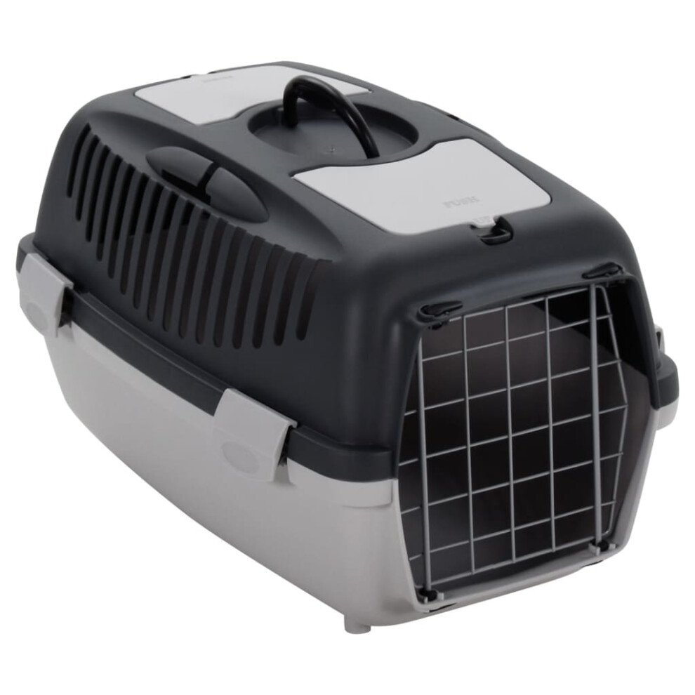 (55 x 36 x 35 cm (L x W x H)) vidaXL Pet Carrier Pet Carrier Dog Transport Box Dog Carrier Grey and Black PP