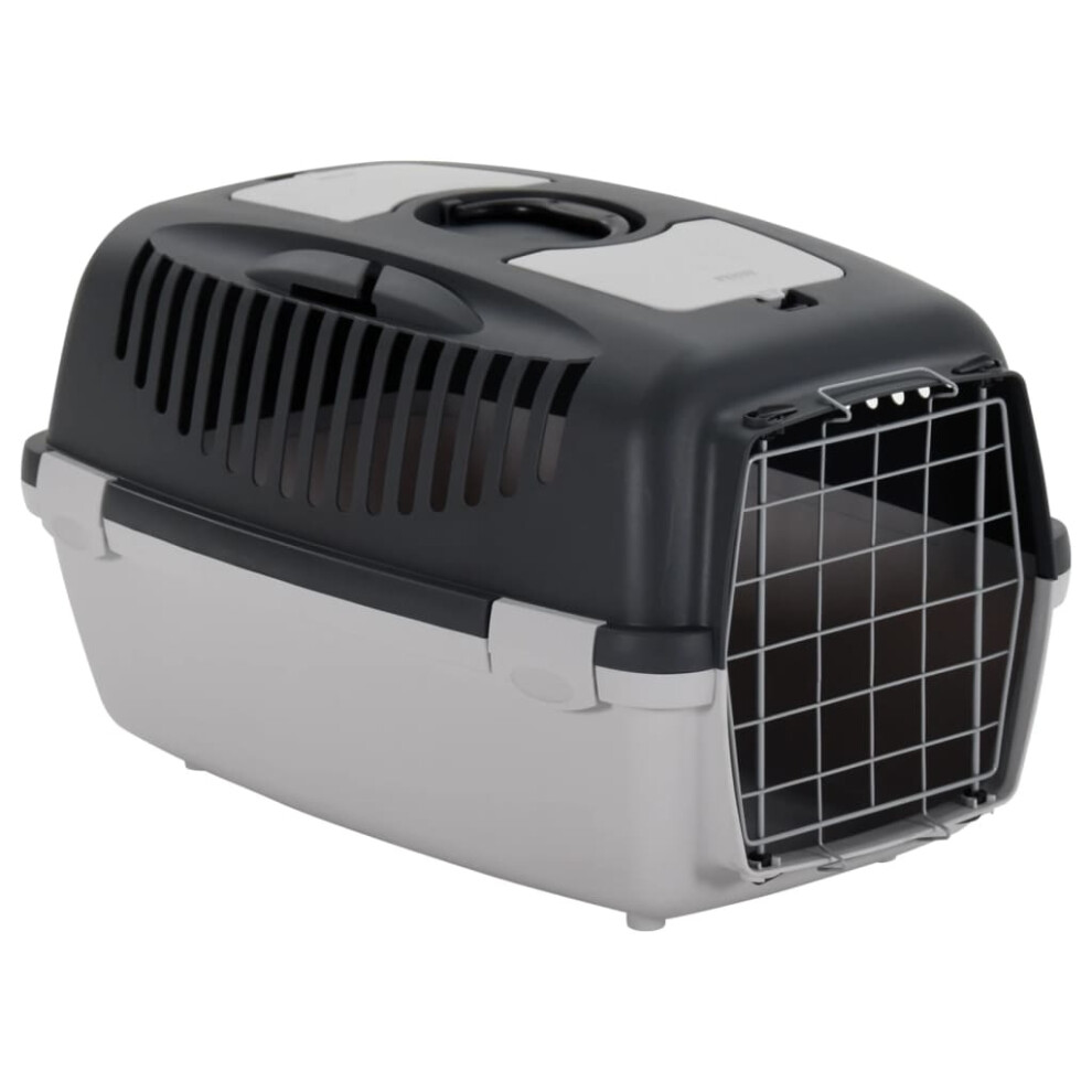 (61 x 40 x 38 cm (L x W x H)) vidaXL Pet Carrier Pet Carrier Dog Transport Box Dog Carrier Grey and Black PP