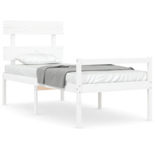 (white, 90 x 190 cm) vidaXL Bed Frame Bedroom Platform Bed Frame Bedstead with Headboard Solid Wood