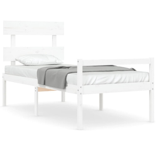 VidaXL (white, 90 x 190 cm) vidaXL Bed Frame Bedroom Platform Bed Frame Bedstead with Headboard Solid Wood
