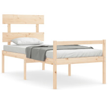 (brown, 90 x 190 cm) vidaXL Bed Frame Bedroom Platform Bed Frame Bedstead with Headboard Solid Wood