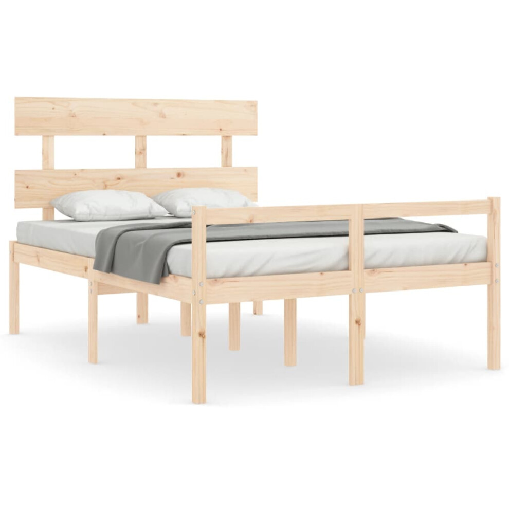 Vidaxl (Brown, 120 X 190 Cm) Bed Frame Bedroom Platform Bed Frame Bedstead With Headboard Solid Wood