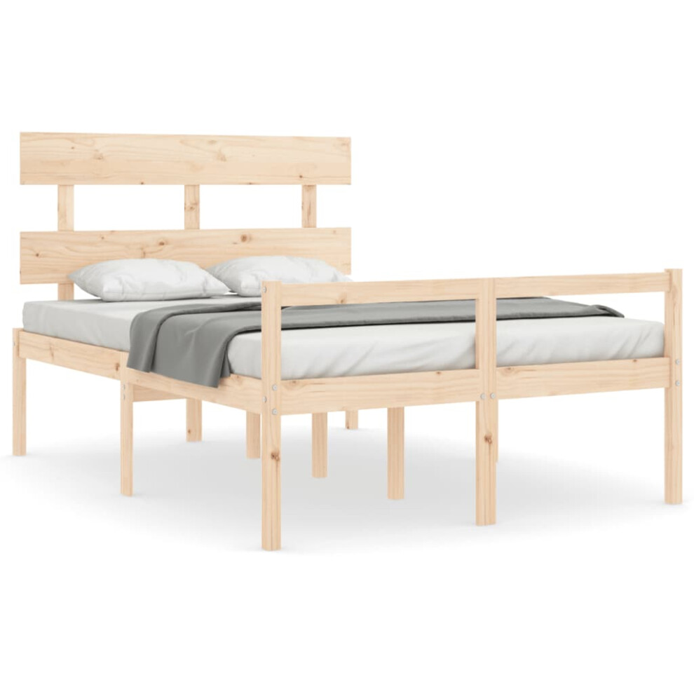 Vidaxl (Brown, 120 X 200 Cm) Bed Frame Bedroom Platform Bed Frame Bedstead With Headboard Solid Wood
