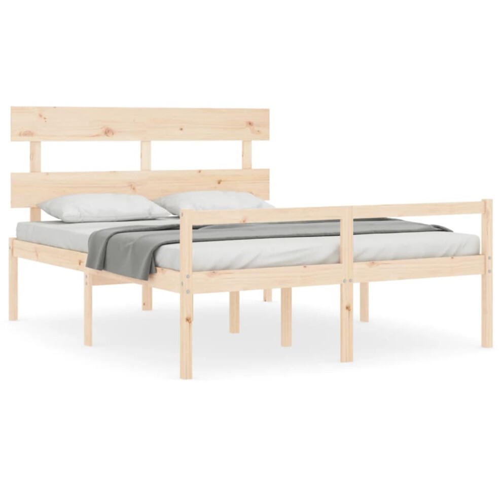 Vidaxl (Brown, 160 X 200 Cm) Bed Frame Bedroom Platform Bed Frame Bedstead With Headboard Solid Wood