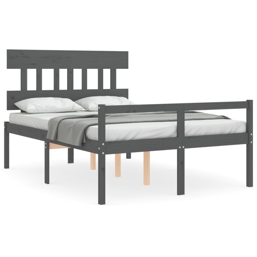 (grey, 135 X 190 cm) vidaXL Bed Frame With Headboard Home Bed Base Honey Brown King Size Solid Wood