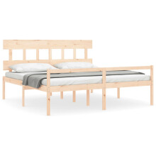 (brown, 200 x 200 cm/high) vidaXL Bed Frame with Headboard Mattress Foundation Bed Base Single Solid Wood
