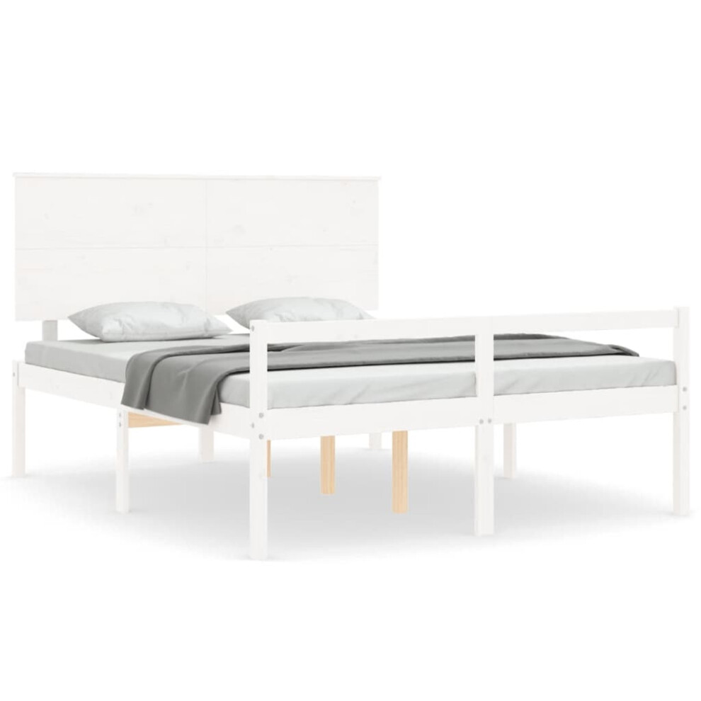 (white, 150 X 200 cm) vidaXL Bed Frame With Headboard Bed Base Honey Brown 120x200 Cm Solid Wood