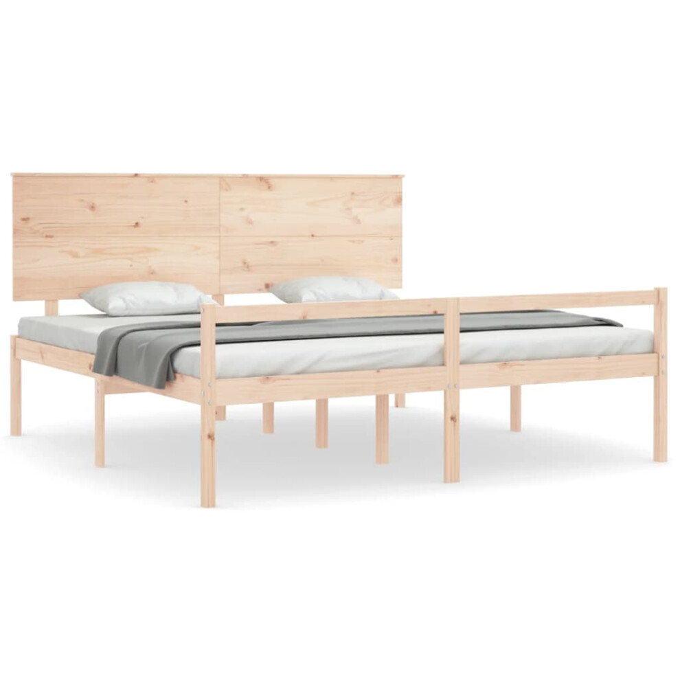 Vidaxl (Brown, 200 X 200 Cm) Bed Frame With Headboard Bed Base Honey Brown 120X200 Cm Solid Wood