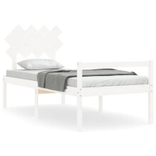 (white, 90 x 190 cm) vidaXL Bed Frame with Headboard Home Bedstead Bed Base 160x200 cm Solid Wood