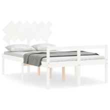 (white, 120 x 190 cm) vidaXL Bed Frame with Headboard Home Bedstead Bed Base 160x200 cm Solid Wood