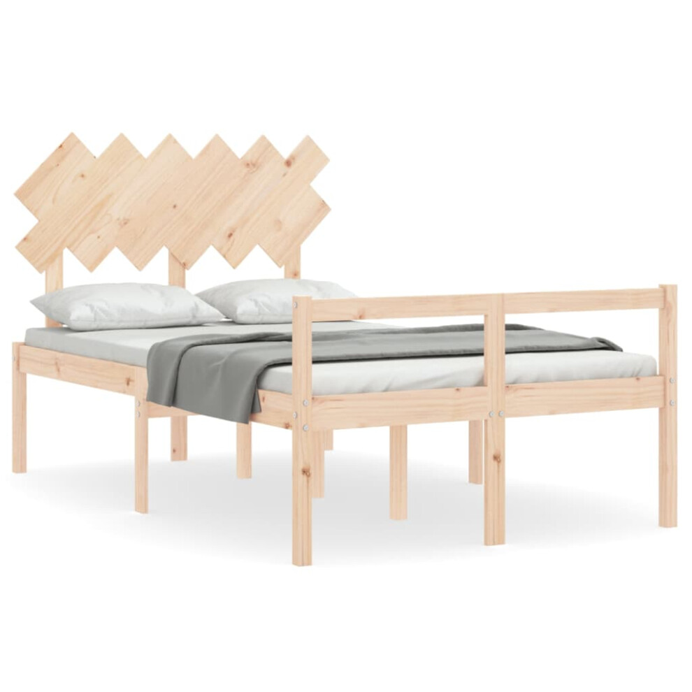 (brown, 135 x 190 cm) vidaXL Bed Frame with Headboard Home Bedstead Bed Base 160x200 cm Solid Wood