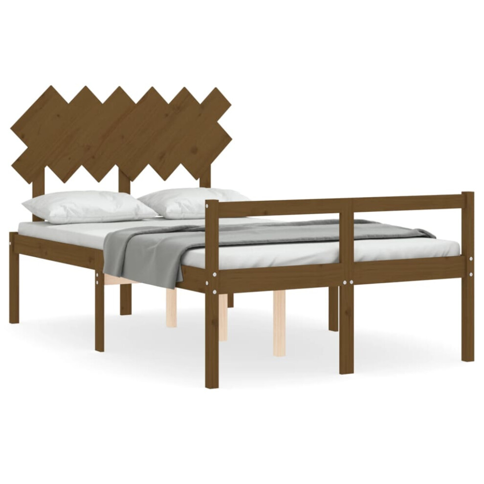 (honey brown, 135 x 190 cm) vidaXL Bed Frame with Headboard Home Bedstead Bed Base 160x200 cm Solid Wood