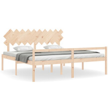 (brown, 200 x 200 cm) vidaXL Bed Frame with Headboard Home Bedstead Bed Base 160x200 cm Solid Wood