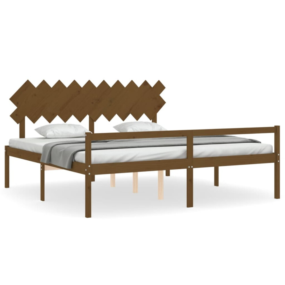 (honey brown, 200 x 200 cm) vidaXL Bed Frame with Headboard Home Bedstead Bed Base 160x200 cm Solid Wood