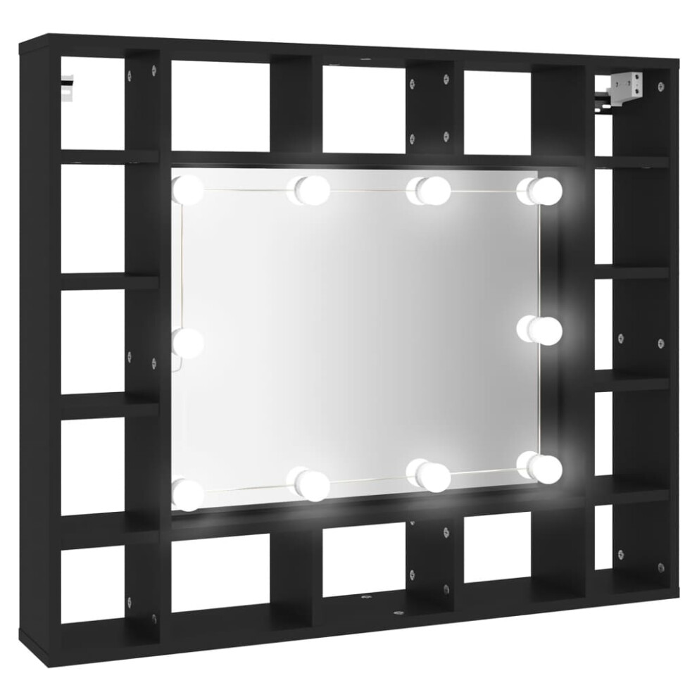 vidaXL LED Mirror Cabinet Wall Cabinet Illuminated Bathroom Cabinet Black