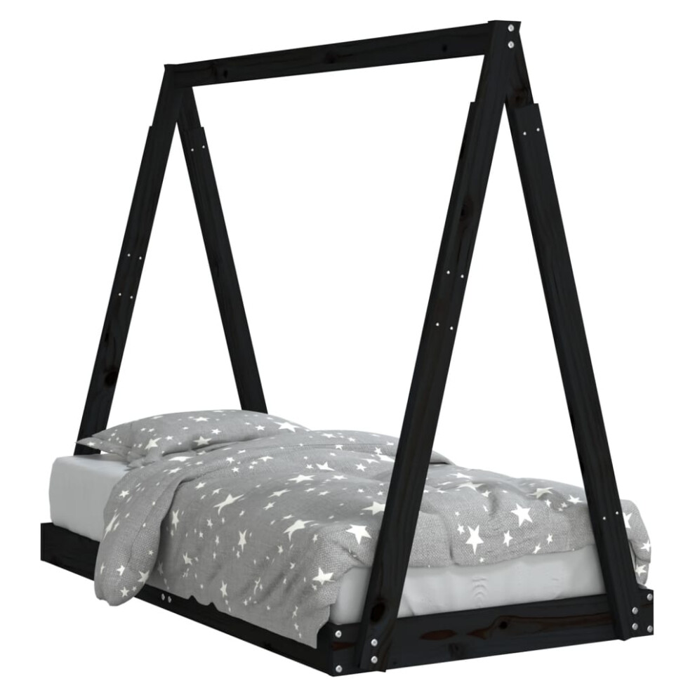 (black, 70 x 140 cm) vidaXL Kids Bed Frame Bedstead Wooden Bed Base Black 80x200 cm Solid Wood Pine