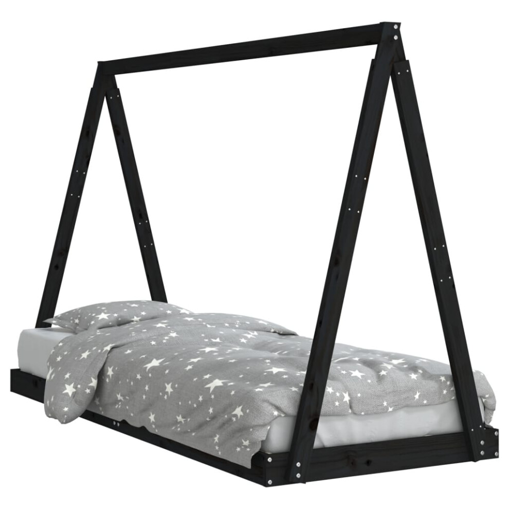 (black, 80 x 200 cm) vidaXL Kids Bed Frame Bedstead Wooden Bed Base Black 80x200 cm Solid Wood Pine