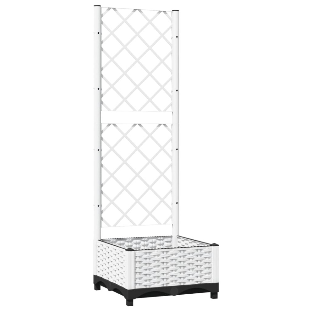 Vidaxl (White, 40 X 40 X 121.5 Cm) Garden Planter With Trellis Pp Outdoor Raised Bed Flower Pot Planter