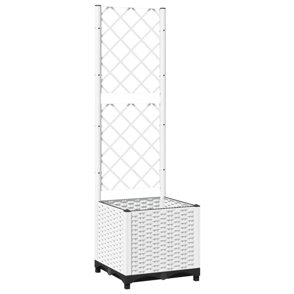Vidaxl (, 40 X 40 X 136 Cm) Garden Planter With Trellis Pp Outdoor Raised Bed Flower Pot Planter White