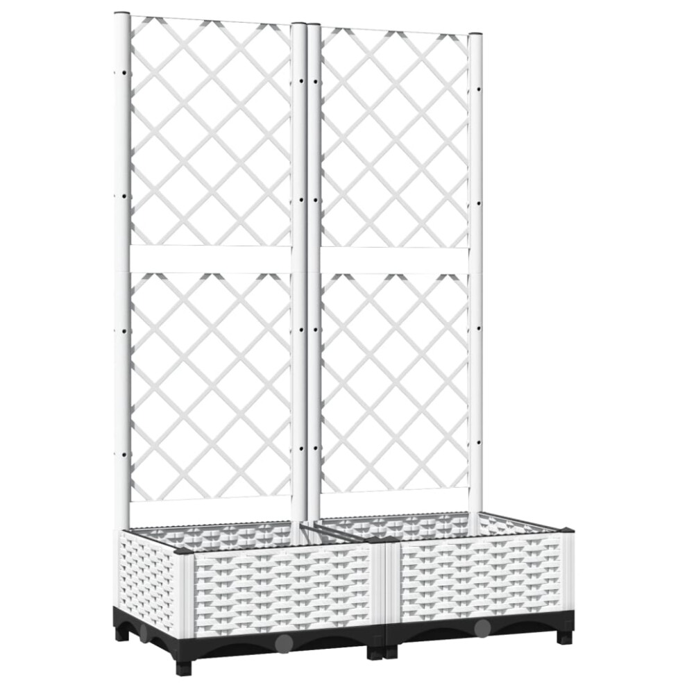 Vidaxl (White, 80 X 40 X 121.5 Cm) Garden Planter With Trellis Pp Outdoor Raised Bed Flower Pot Planter