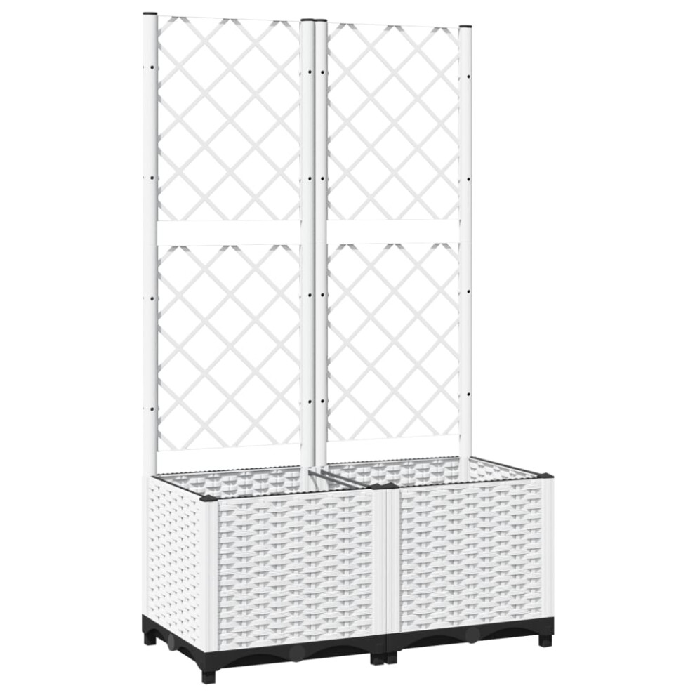 (white, 80 x 40 x 136 cm) vidaXL Garden Planter with Trellis PP Outdoor Raised Bed Flower Pot Planter